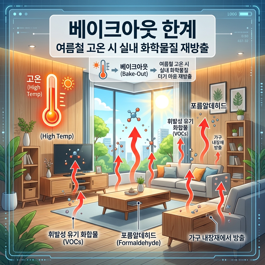 온도 상승에 따른 베이크아웃의 한계 인포그래픽